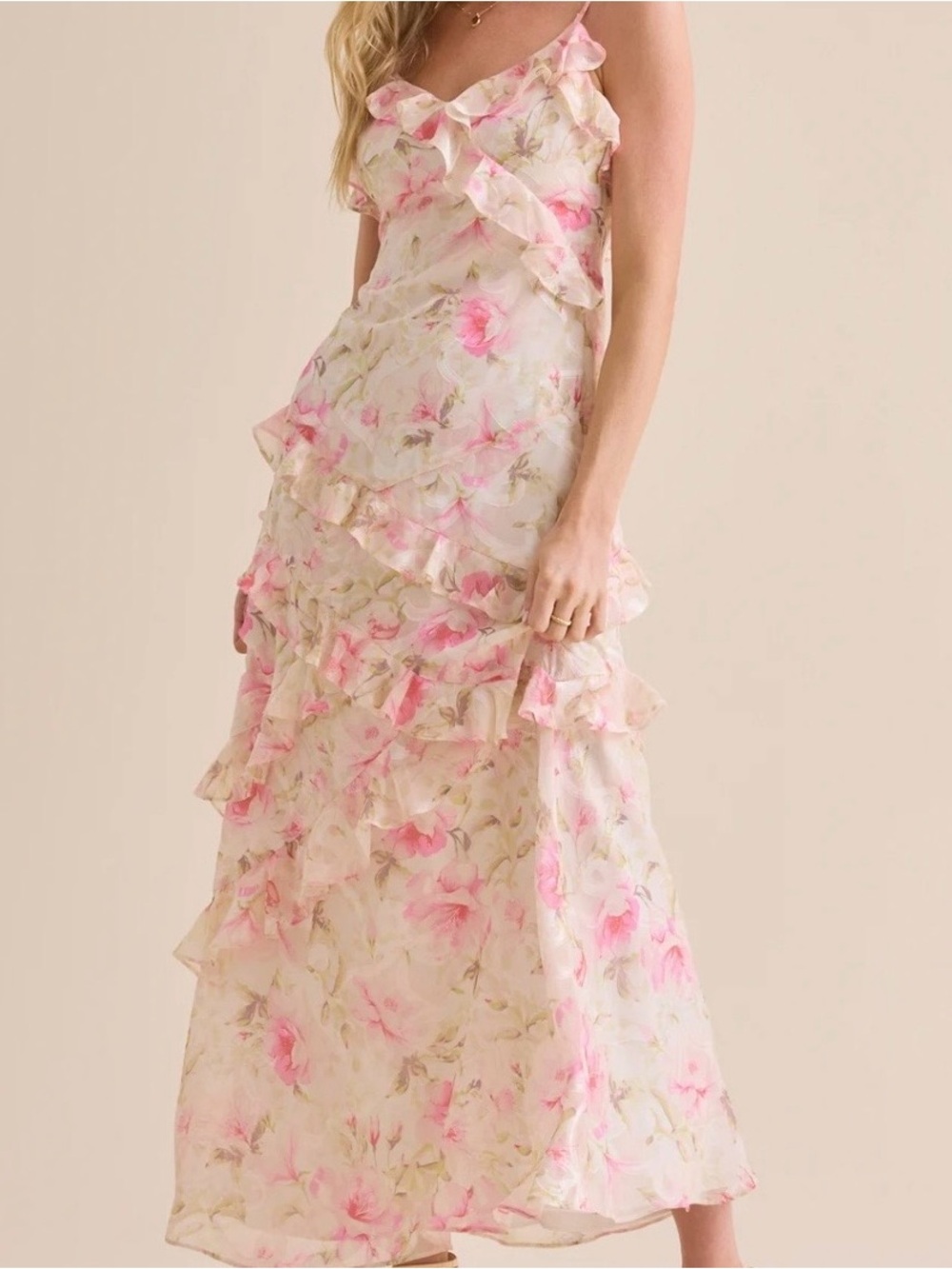 NEW Altar’d State Pink Florals and Bows Maxi Dress Size Small NWT